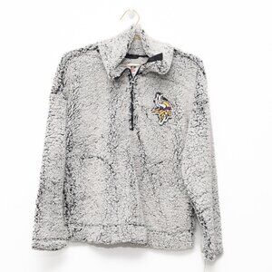 NFL Minnesota Vikings. Gray Sherpa Quarter-Zip Pullover Jacket.